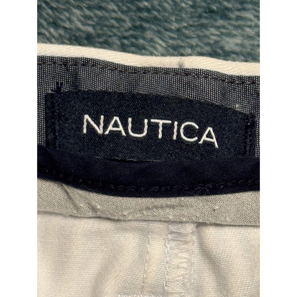 Nautica Mens 34 Shorts Blue White Striped Seersucker Embroidered Sharks Beach - Picture 3 of 7